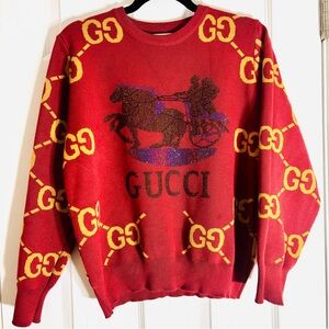 Gucci Red and Yellow Crewneck Sweater